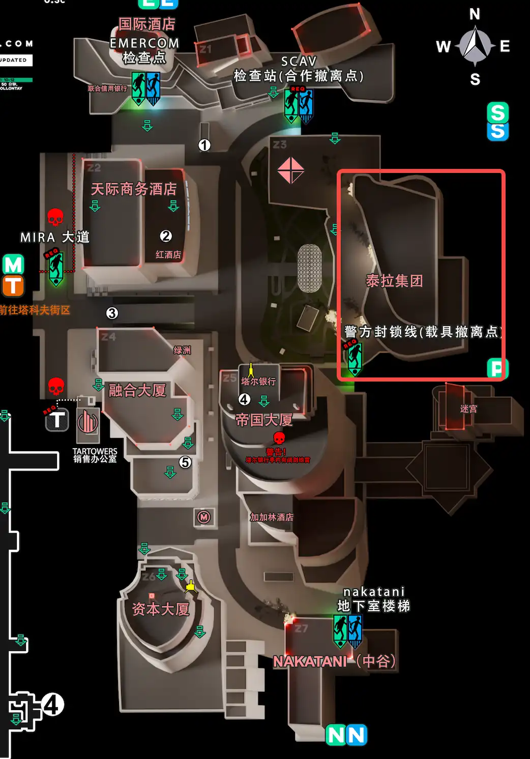 中心区 地图上的科学家办公室位置