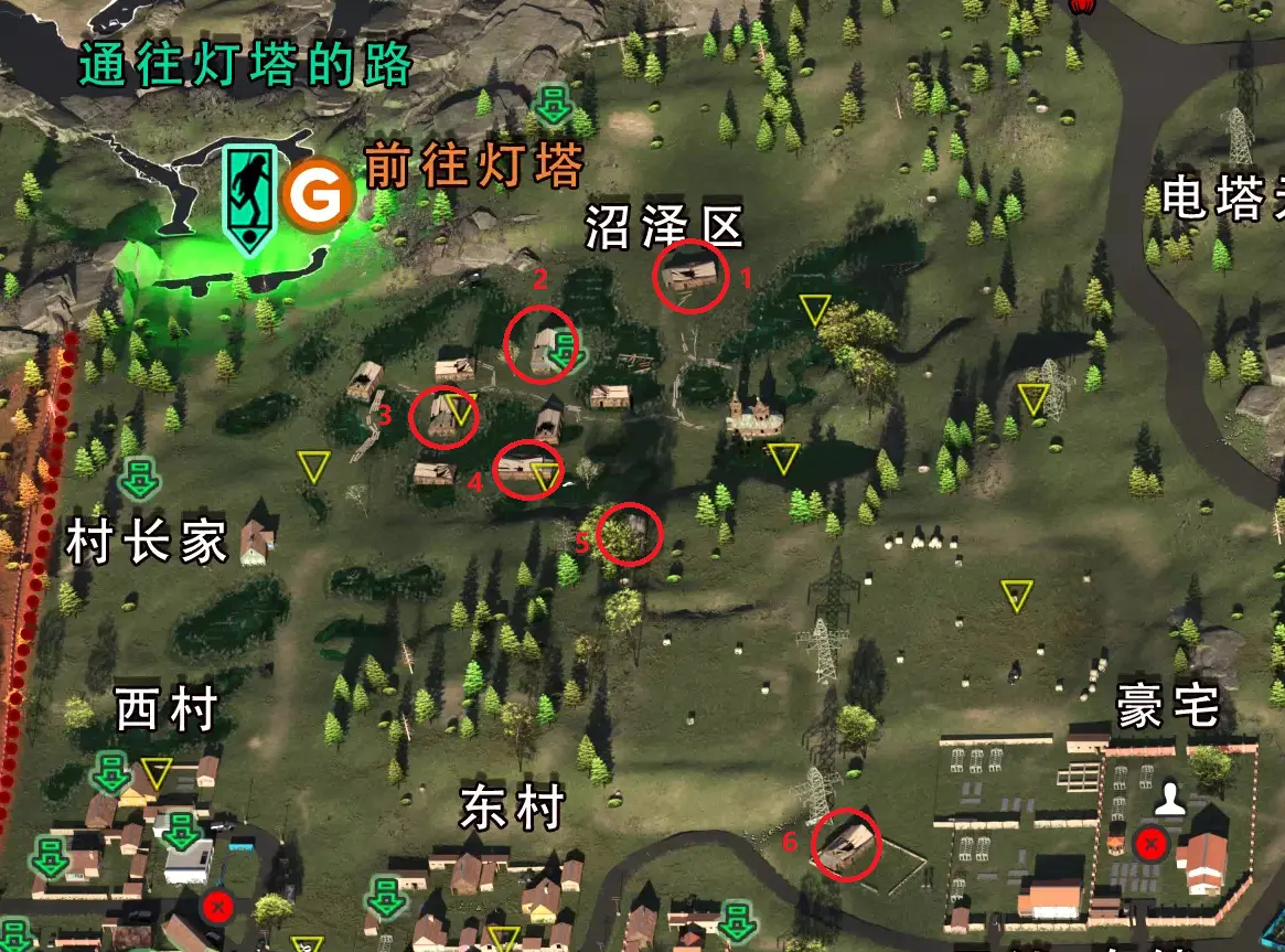 沼泽村庄的6个房子