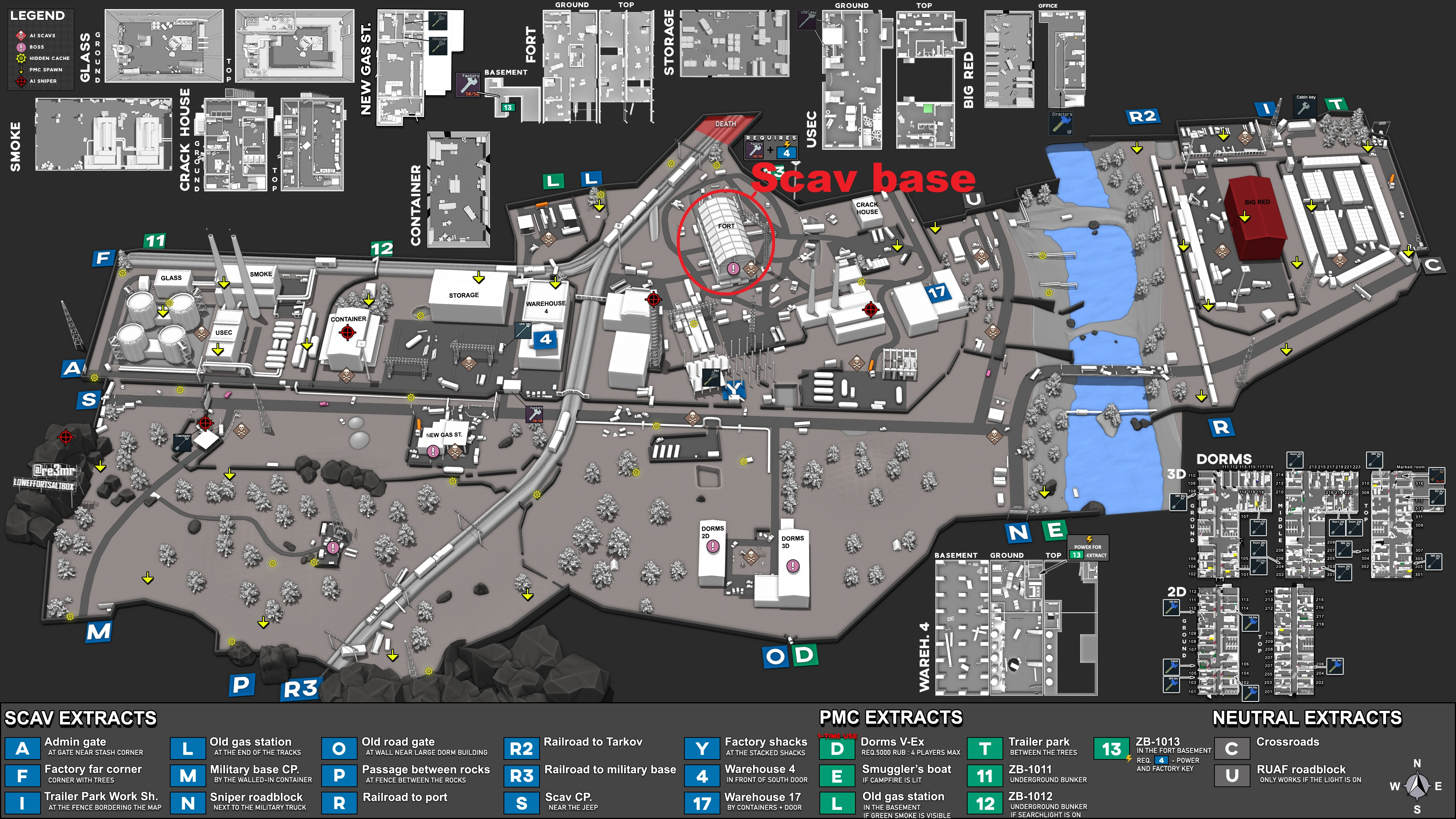 地图上标记的 scav 基地